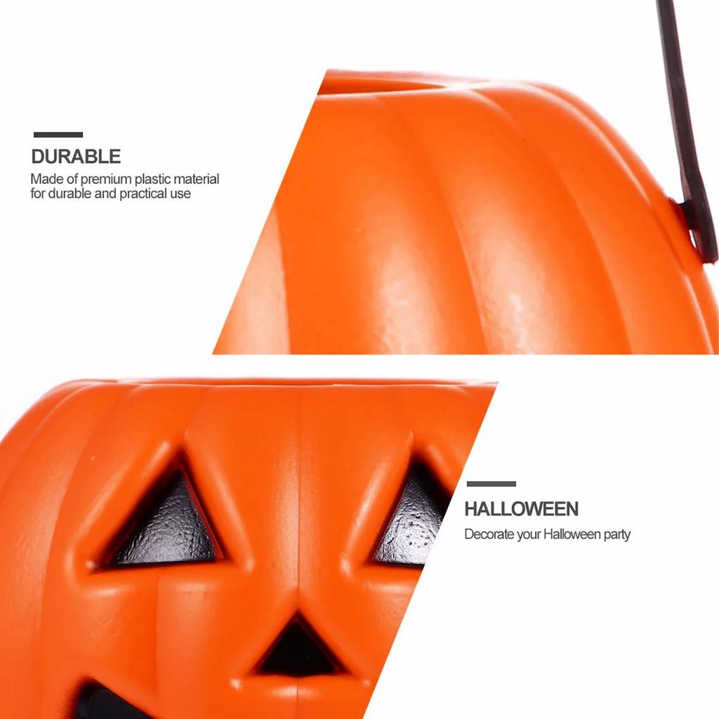 1 Pcs Halloween Portable Bucket Children Trick Or Candy Pail Holder (Orange),Halloween Decorations