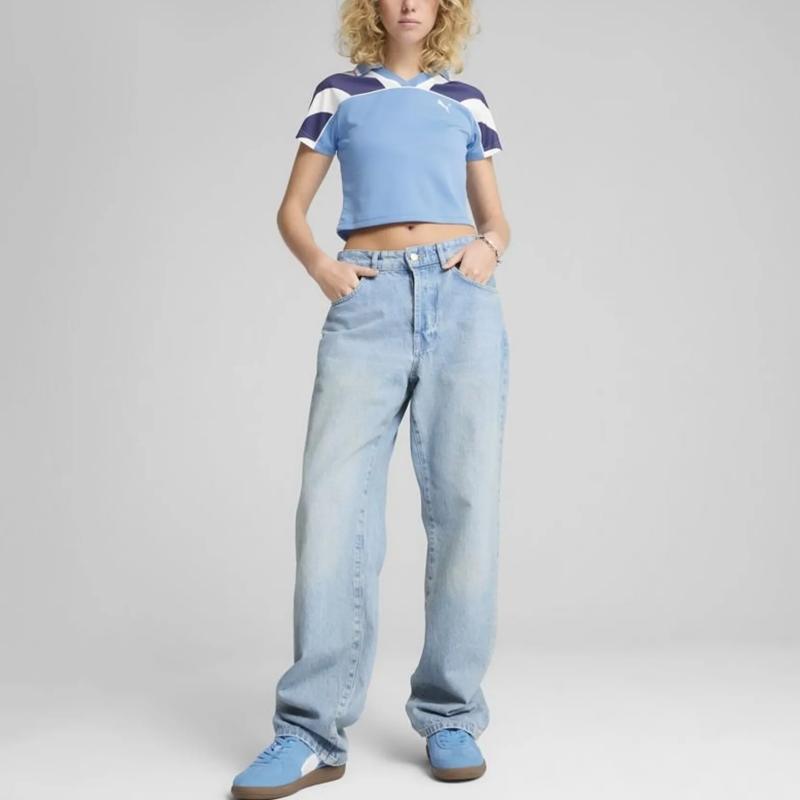 Puma Logo Polo Shirt Women Tops Blue 629783-57