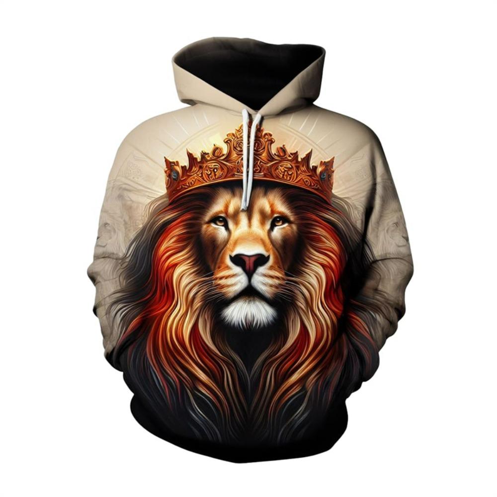 

Модні чоловічі жіночі 3D толстовки з принтом тварин, толстовки пуловери з графікою лева, осінній вільний вуличний повсякденний одяг, дитячі толстовки 160