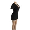 Women's Summer New Sexy V Neck Halter Cut Out Mini Dress Short Sleeve Solid Color Casual Club Party T-Shirt Dress