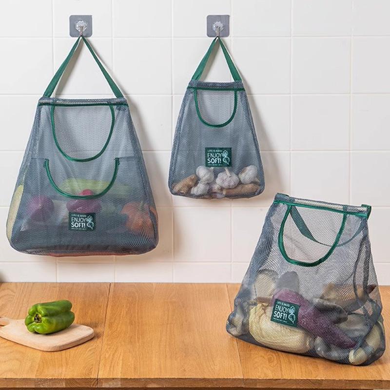 Reusable Fruit And Vegetable Hanging Bag, Onion, Ginger, Garlic Storage Mesh Bag, Portable Handheld Hollow Breathable Household Storage Bag