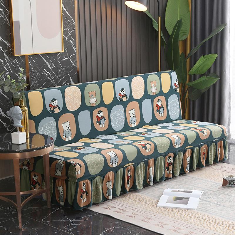 Elastic Sofa Bed Cover Full Coverage Easy Foldable Sofa Slipcover With Skirt Sofa Cover For Protection And Style