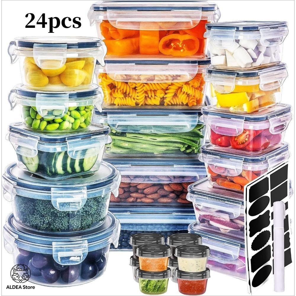 

Reusable Food Containers Set 24PCS, Airtight Leak Proof BPA Free Storage Box with Lids for Kitchen Organization and Meal Prep