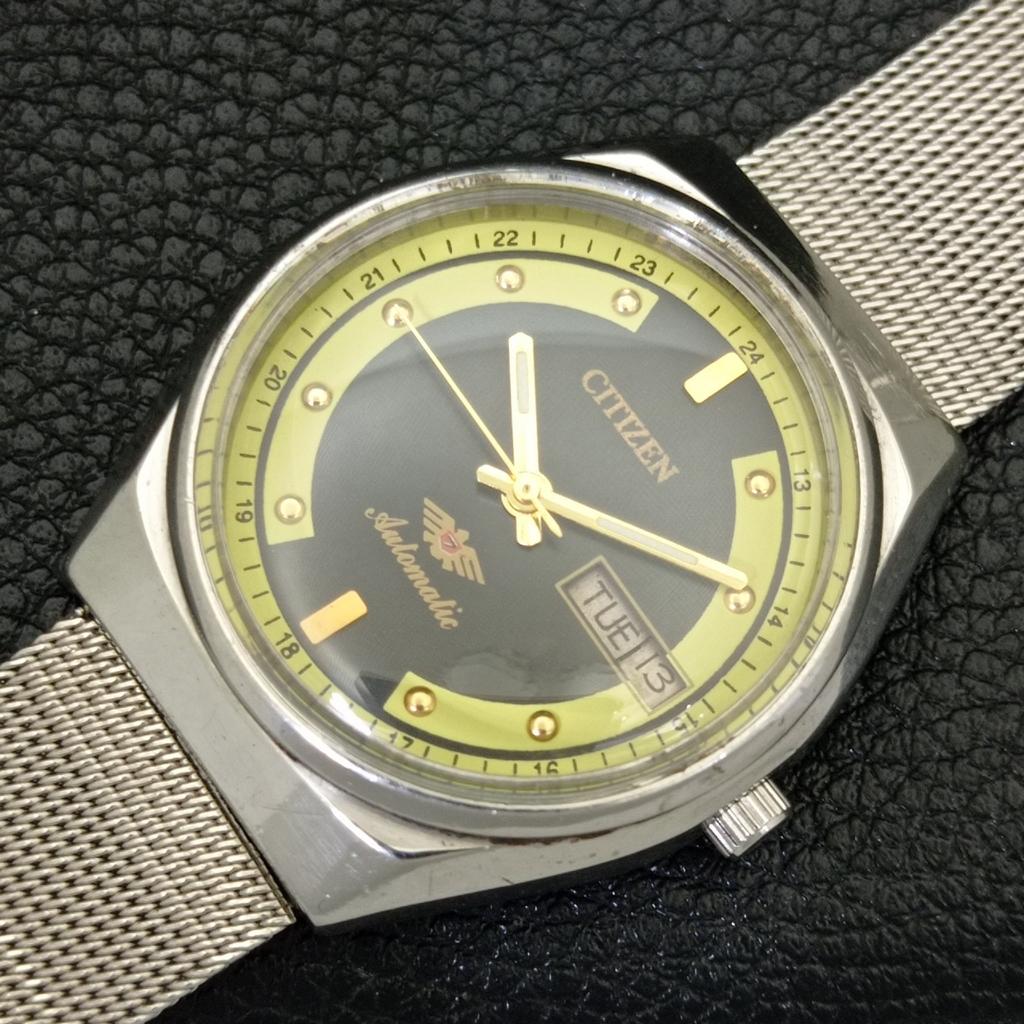 VINTAGE CITIZEN AUTOMATIC 8200 JAPAN MENS BLACK COLOR DIAL WATCH a702761-1 R210-a702761