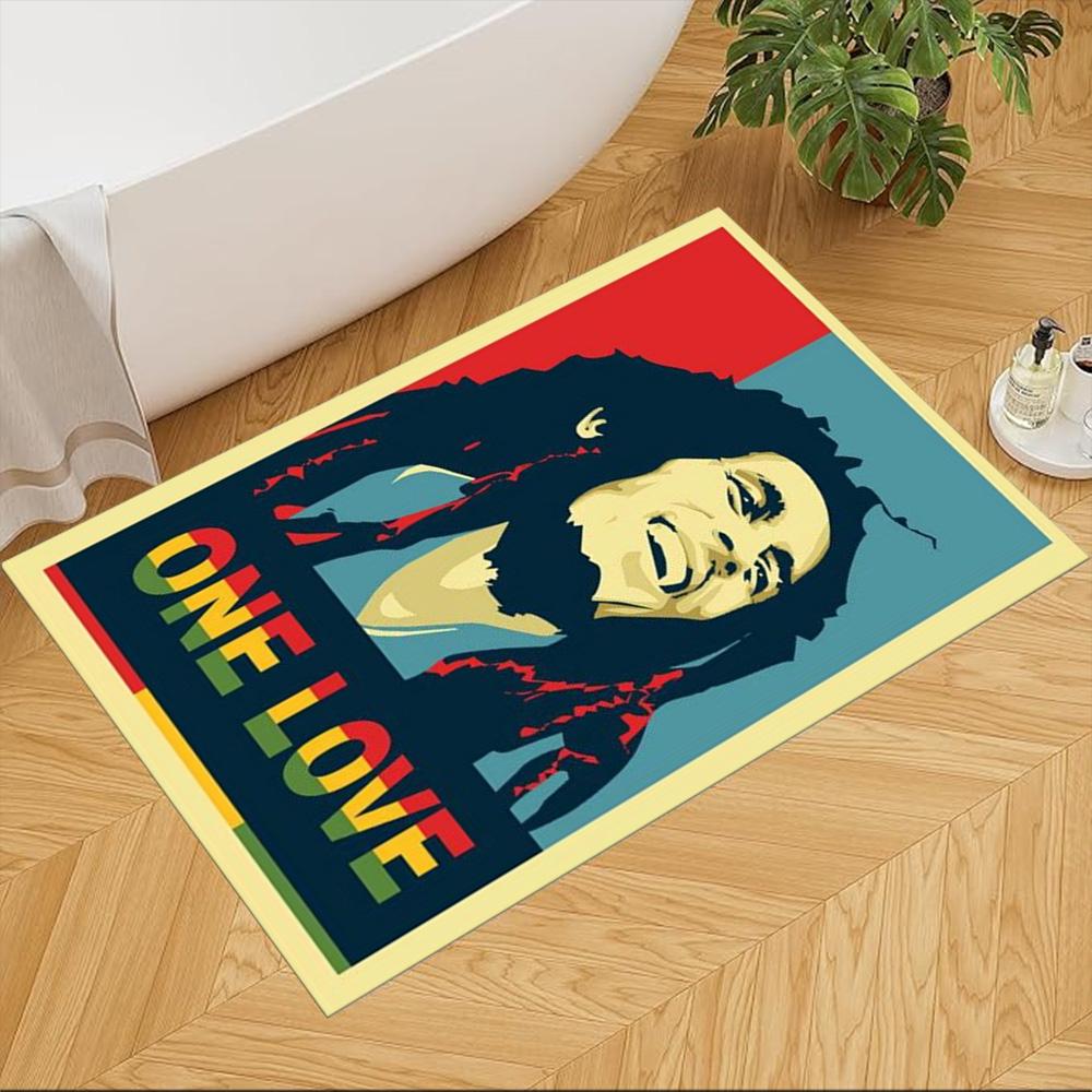 Bob Marley Floor Mat Suitable for Living Rooms Balcony Entryway Playrooms Anti-slip Rug Anime Office Decor Best for Christmas