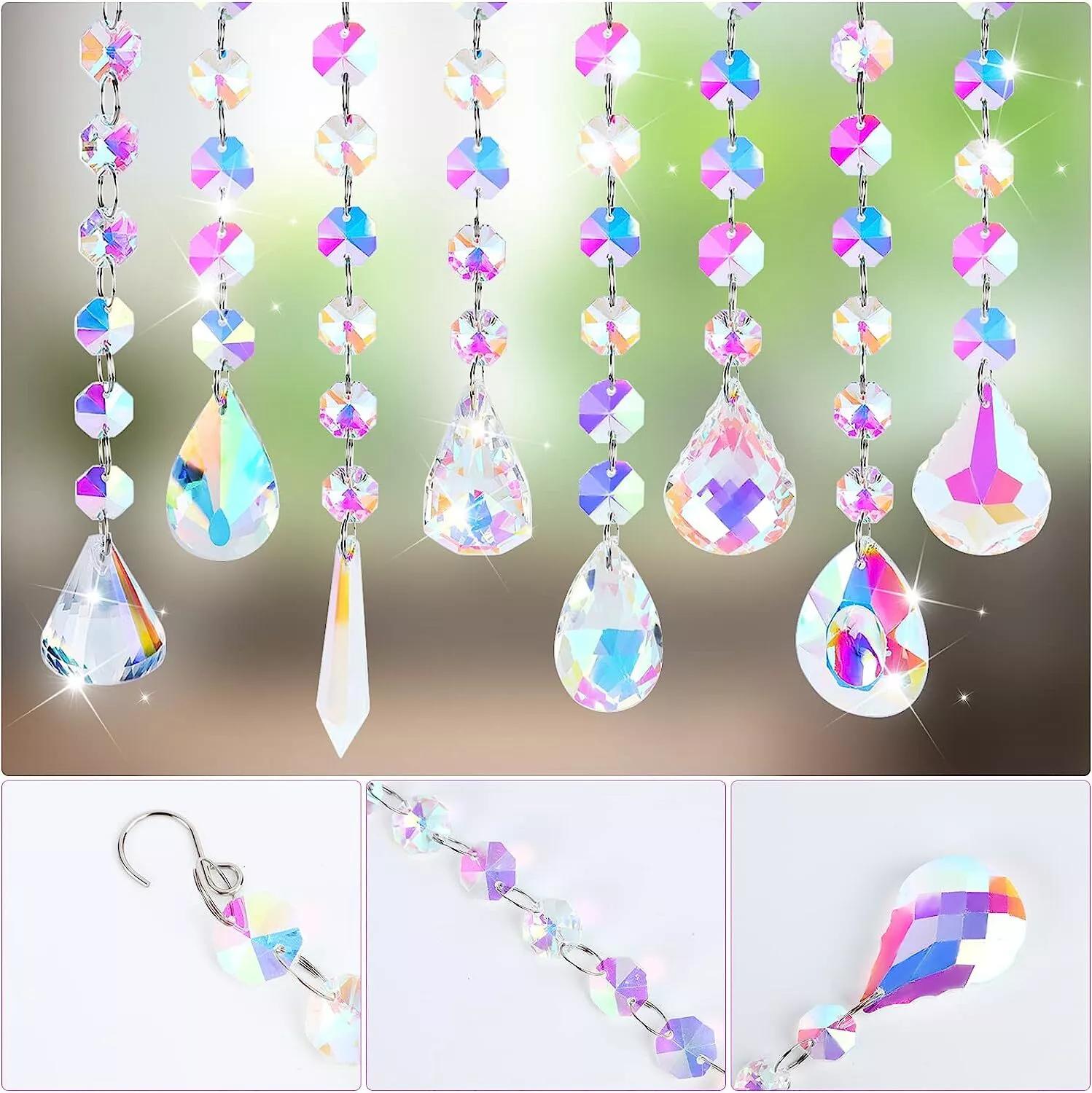 

8x Капля Ловца Солнца Кристалл Светильник Ведьмин Ловец Солнца Призма Радуга Подвеска на Окно 8Pcs