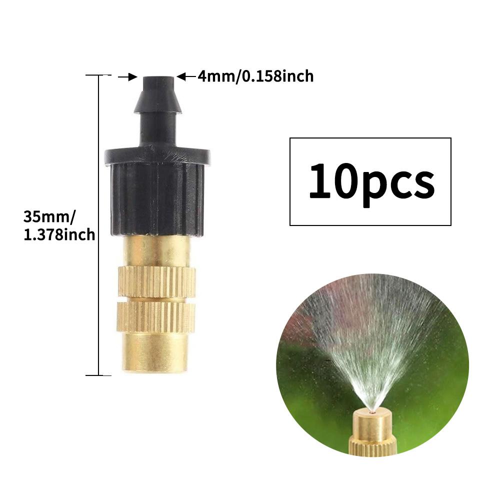 10PCS 4/7PVC Outdoor Misting Cooling System Kit with 1/4" Brass Adjustable Atomizer Sprinkler Heads