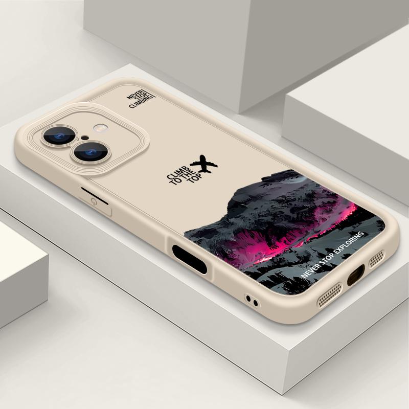 For iPhone 16E 15 Pro Max 14 Pro 13 12 11 XR XS 8 7 Cover Airplane Mountain Pattern Lens Protection TPU Shockproof Soft Silicone Phone Case Shell