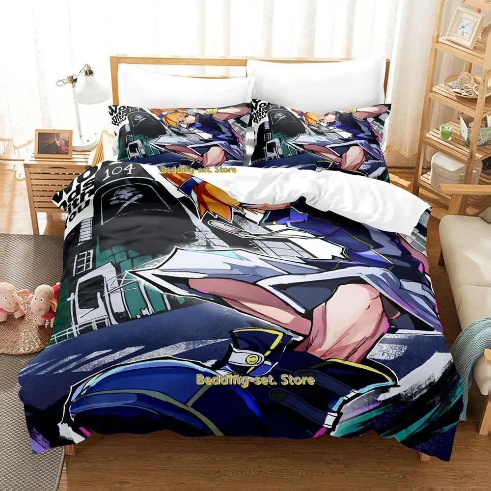 The World Ends With You Sakuraba Neku Bedding Set Cartoon Anime Three-piece Set Adult Kid Bedroom Duvetcover Sets 3D Kawaii Cool