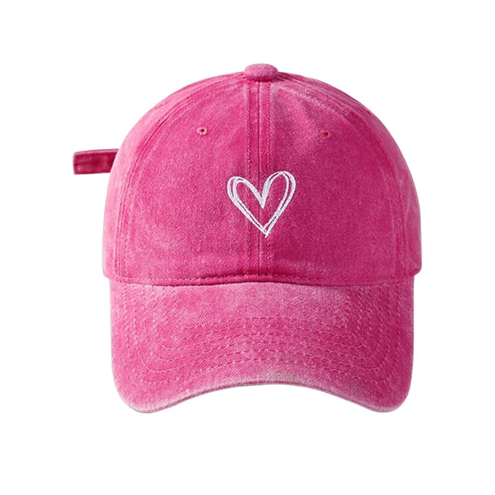 Versatile Peach Heart Embroidery Washed Old Spring And Summer Baseball Hat Women's Thin Couple Soft Top Cap Men's Tide