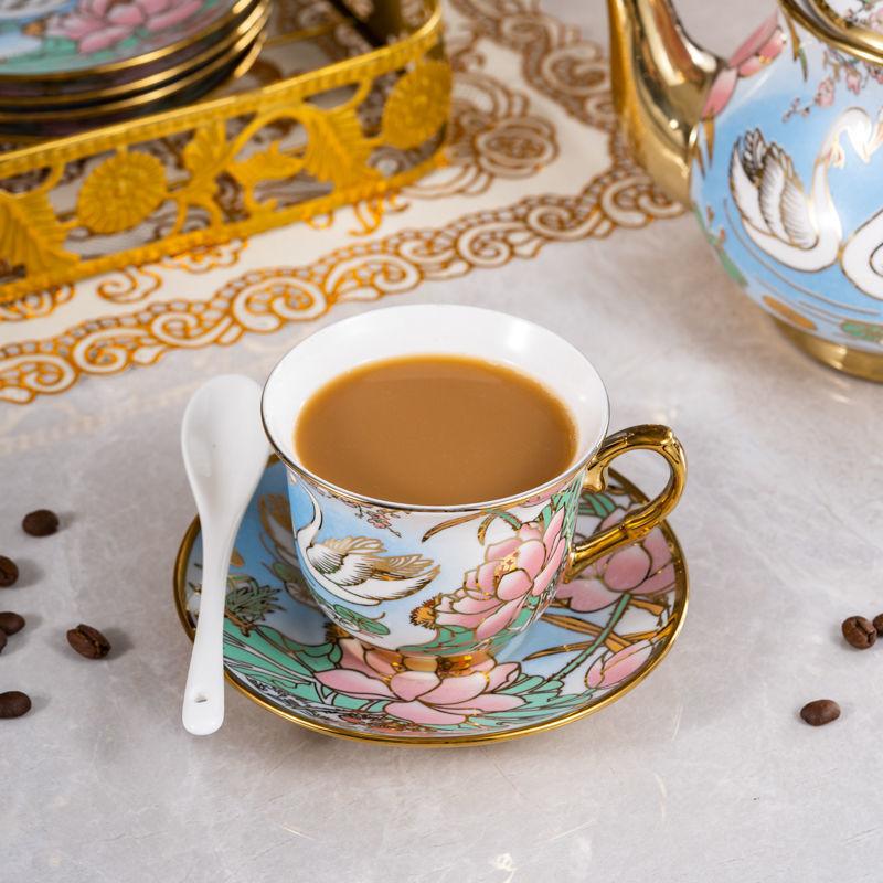 Ceramic Coffee Set With Phnom Penh Coffee Cup Light Luxury Afternoon Teacup Household High-Value Flower Teacup