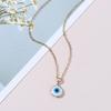 Trendy Demon Eye Necklace European and American Golden Chain Turkey Blue Eye Round Drop Shape Necklace for Women