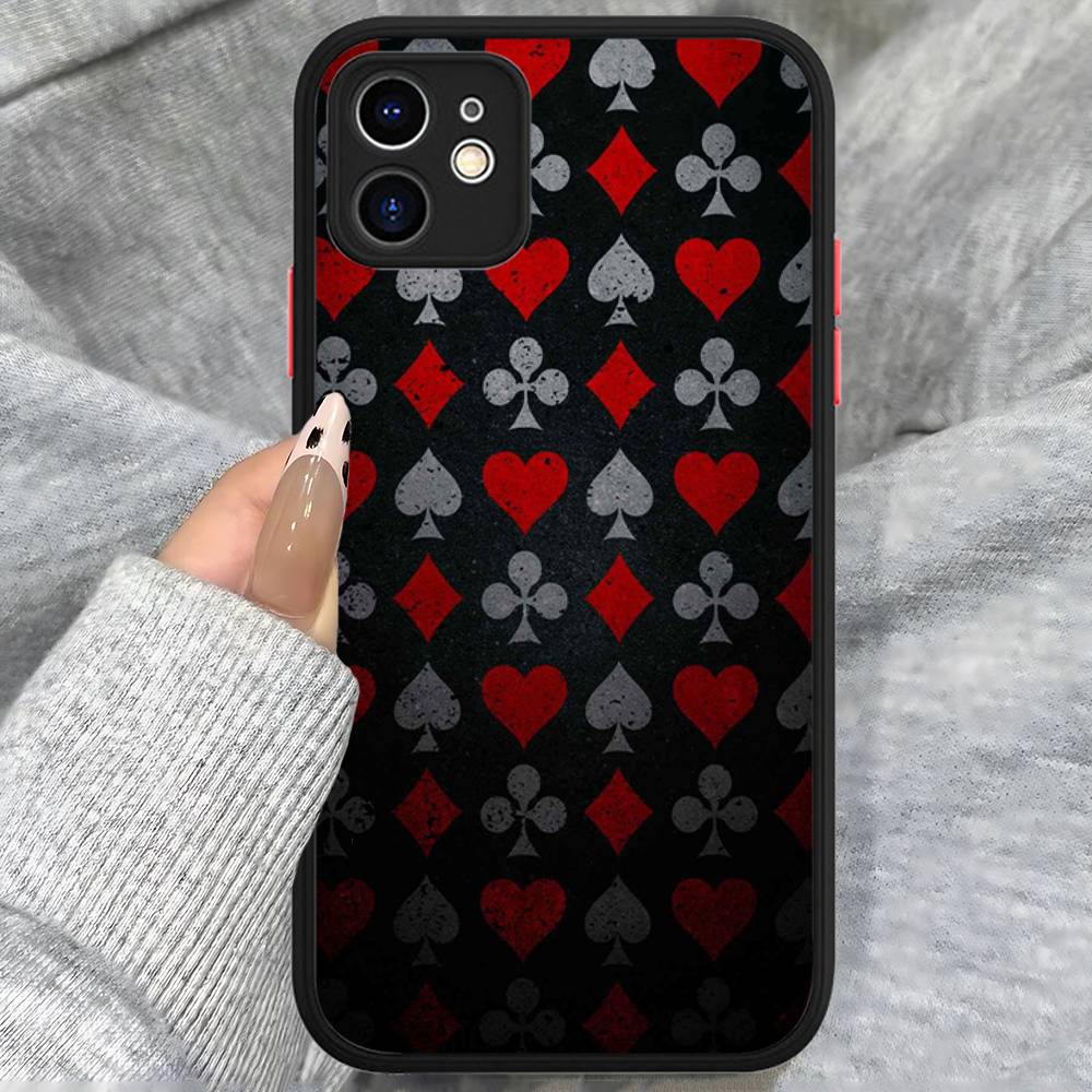 Poker Pattern Game Phone Case For IPhone 13 12 X XS MAX Pro Max 16 15 11 14 Pro Max Shockproof Matte Cover