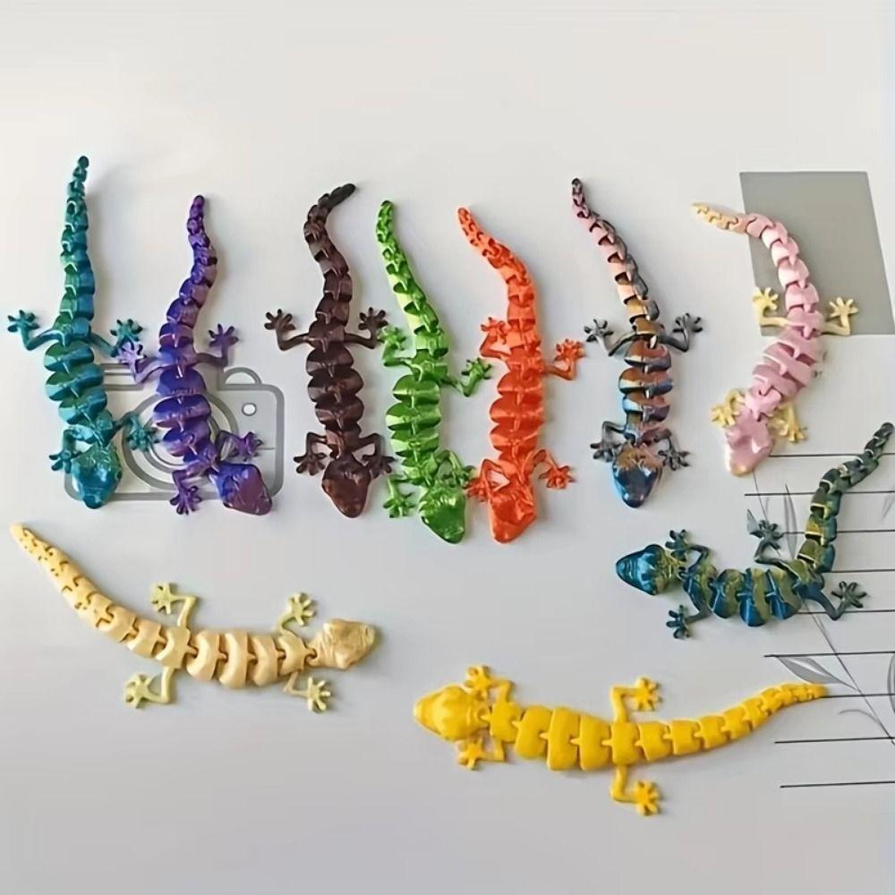 20Pcs Creative 3D Printed Gecko Model Lifelike Movable Joints Animal Model Indoor Decoration