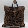 LOEWE Unborn Calf Leopard Print Fur Tote Bag Handbag Nappa Leather Black Auth