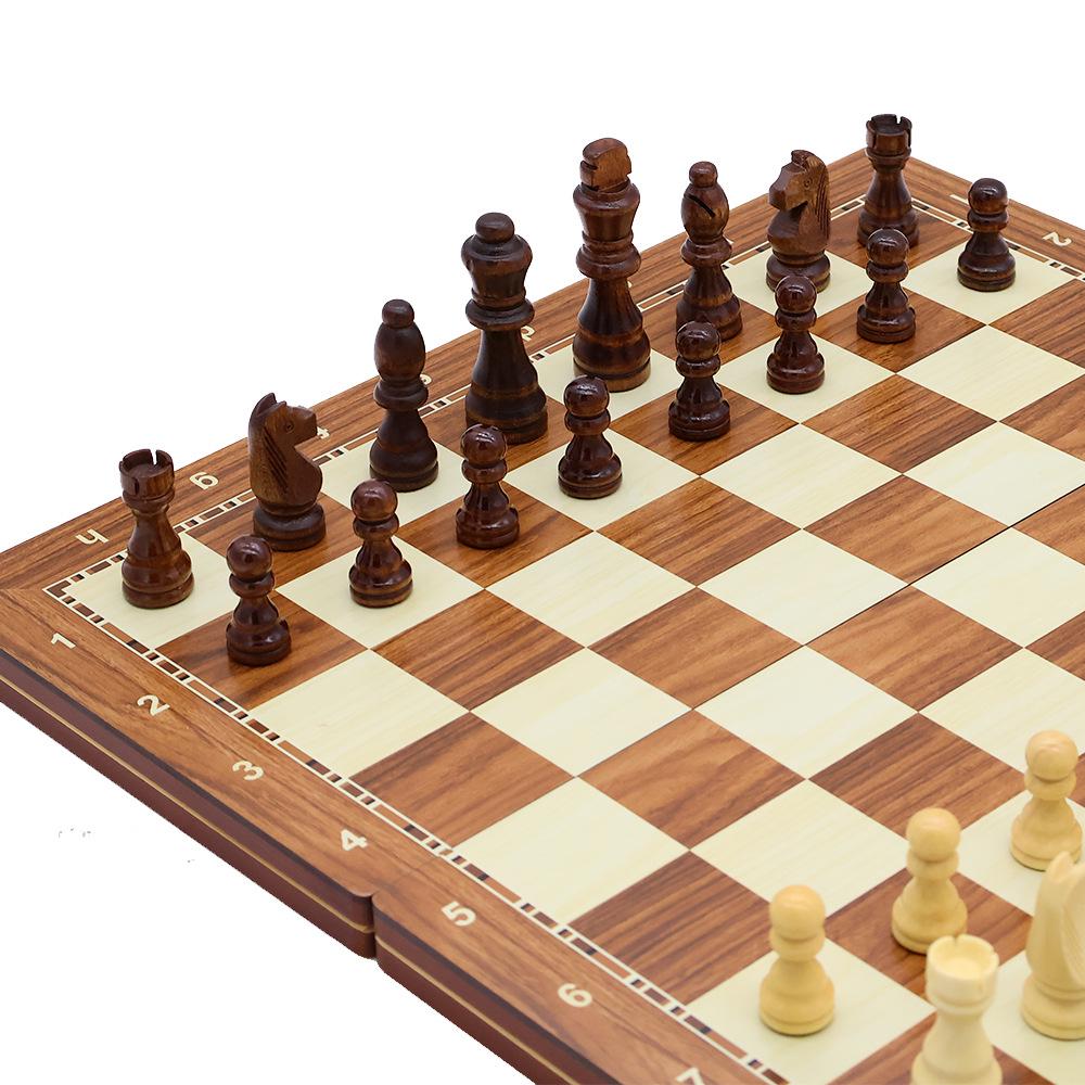 Magnetic Three-in-One Folding Wooden Chess Set for Beginners