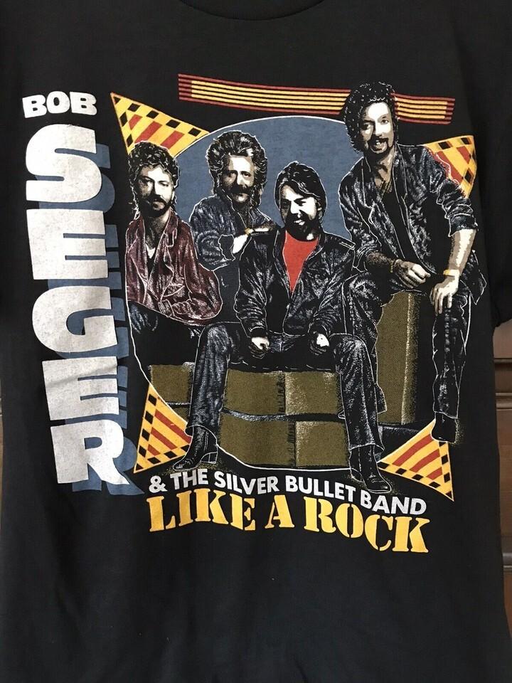

80’s Bob Seger Like A Rock Tour Shirt Black Unisex Size S5XL Unisex T-Shirt M