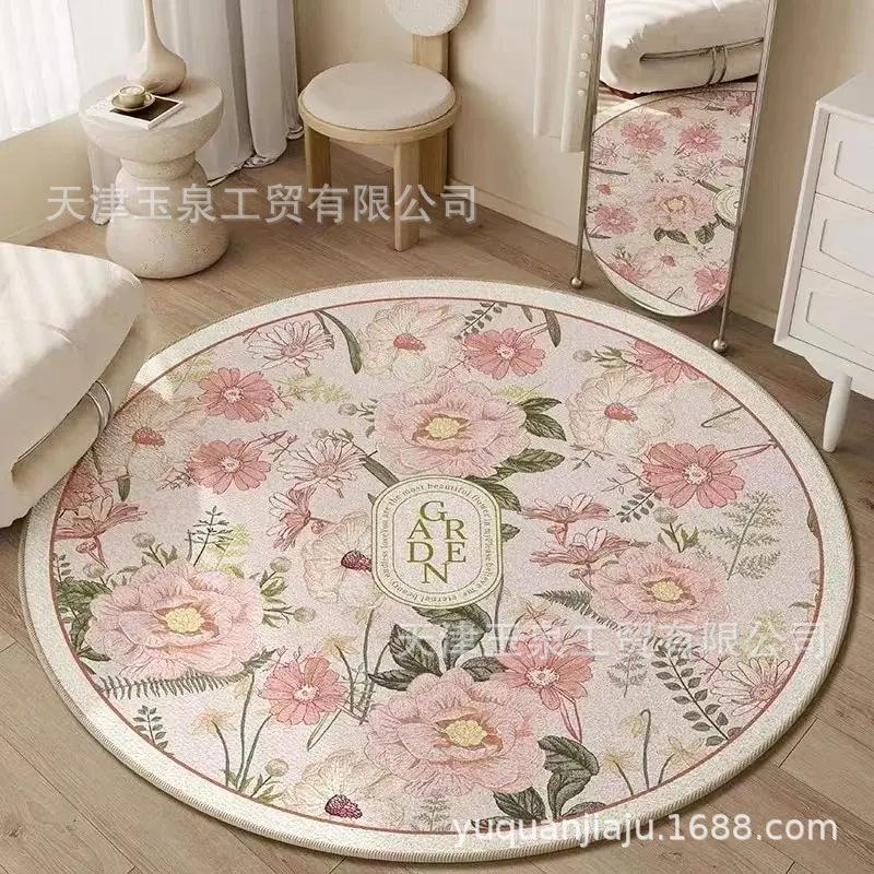 

Круглый ковер Ковер для гостиной Растения Цветы Грязеотталкивающий Большой площади Ковер для дивана Кофейного столика 100 * 100cm