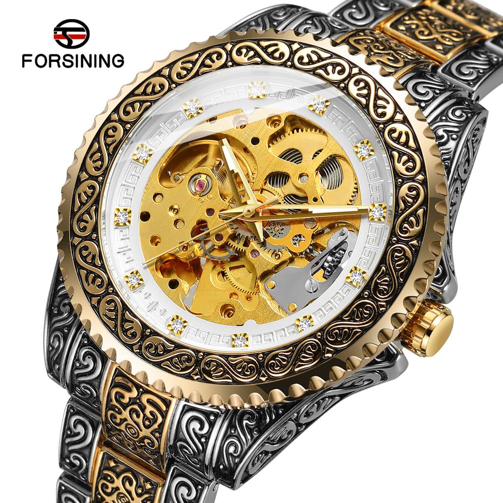 Transparent Leather Band Automatic Mechanical Skeleton Watch for Men Custom Logo