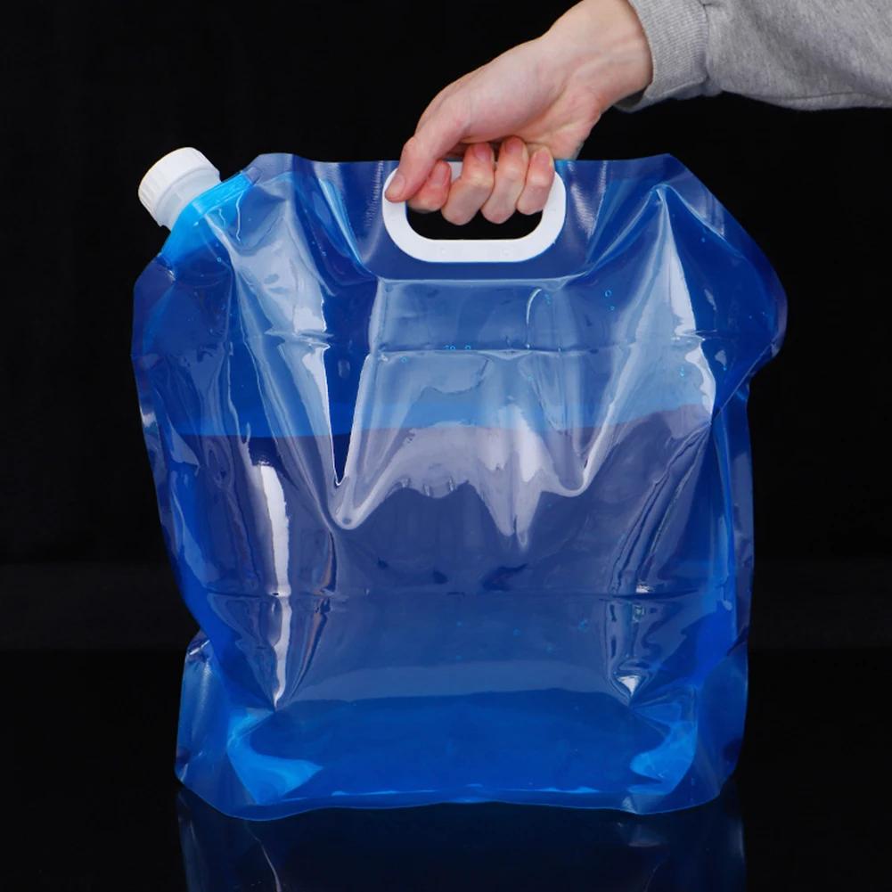 5/10L Outdoor Camping Wasseraufbewahrungsbeutel Faltbar Auto Wasserbeutel Auslaufsicher Tragbarer Wasserbehälter mit Hahn Klare Wasserbeutel