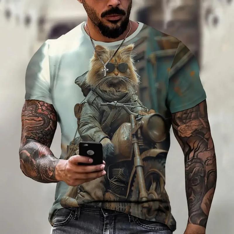Men's Cool Pattern T-shirt with Fun Animal 3D Printing
