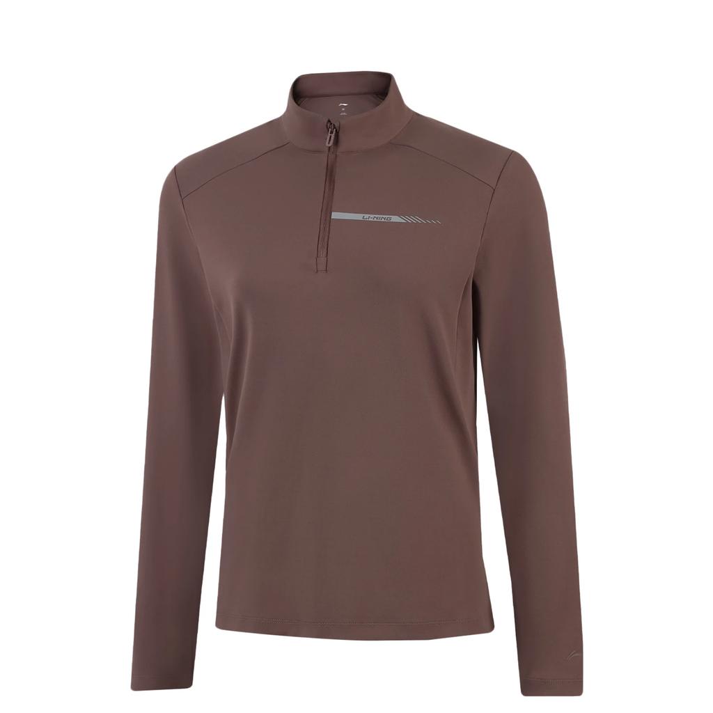 Li-Ning Group Purchase Series Stand-Up Collar Comfortable Casual Letter Simple Versatile Long Sleeve T-Shirt Women T-Shirts ATLV308-2