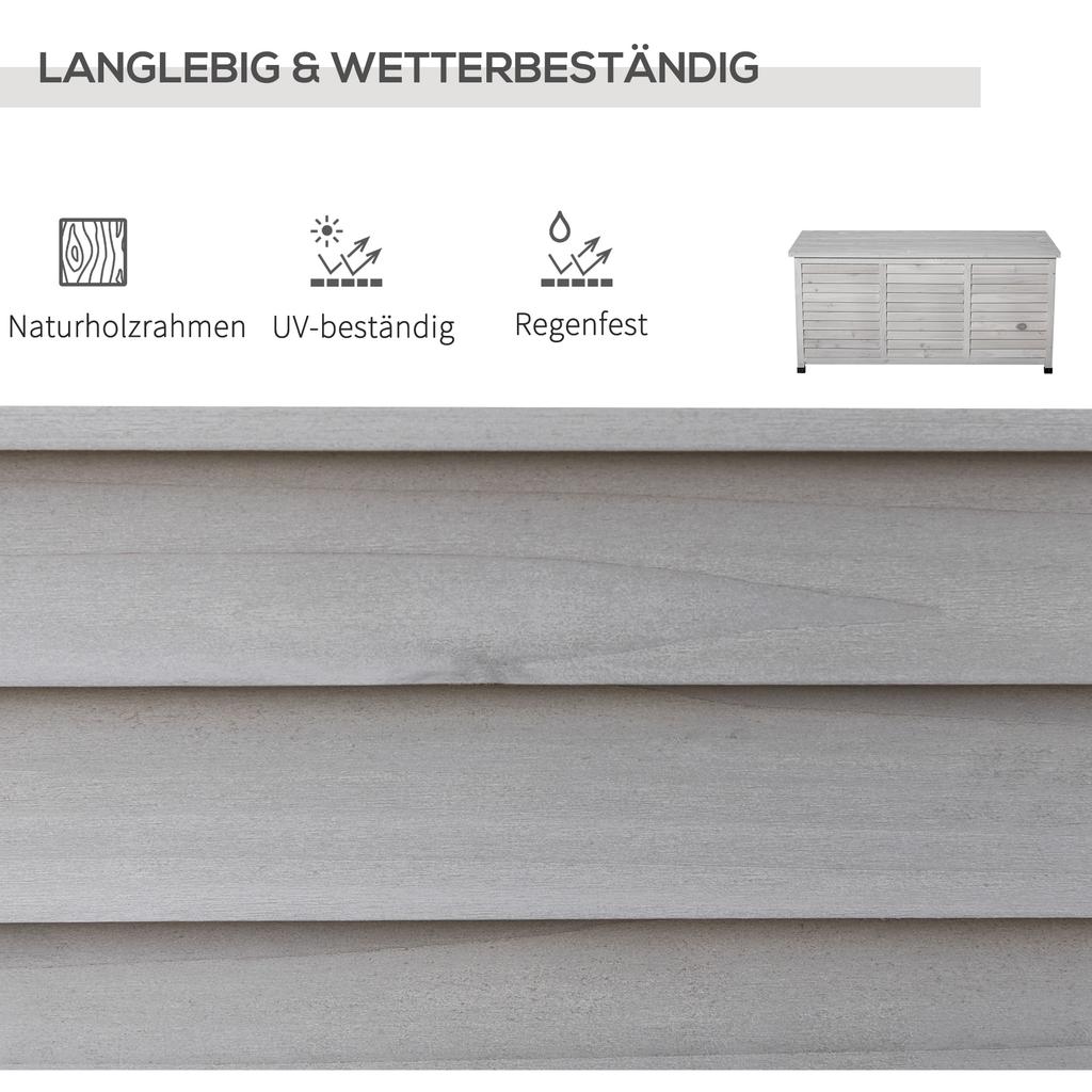 Gartenbox Weather Resistant Breathable Cushion Box Storage Box Spruce Wood Gray 127 X 56 X 60 Cm