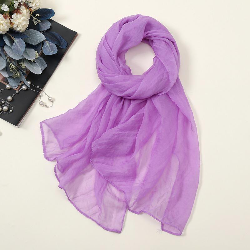 New solid color silk scarf women, oversized chiffon beach scarf fashion bikini swimsuit wrap scarf shawl