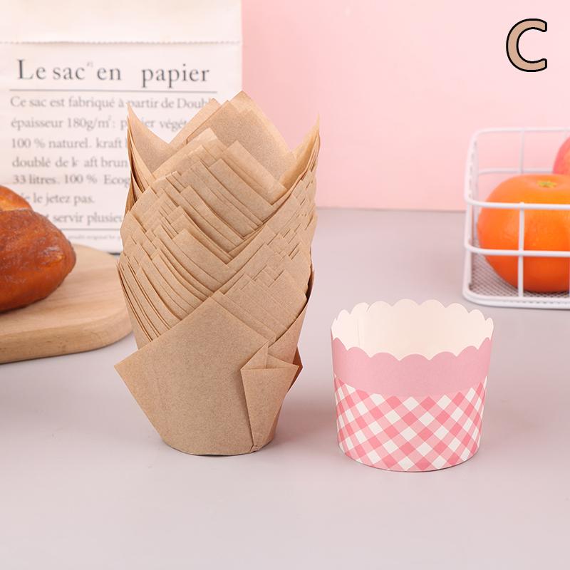 50 Pcs Newspaper Style Baking Cup Liner For Wedding Party Caissettes Tulip Muffin Cupcake Paper Cup Oilproof Cake Wrapper