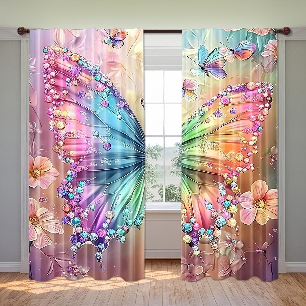 Digital Printed Curtains, Gorgeous Butterflies Pattern, Beautiful Window Drapes for Living Room Bedroom Home Decor