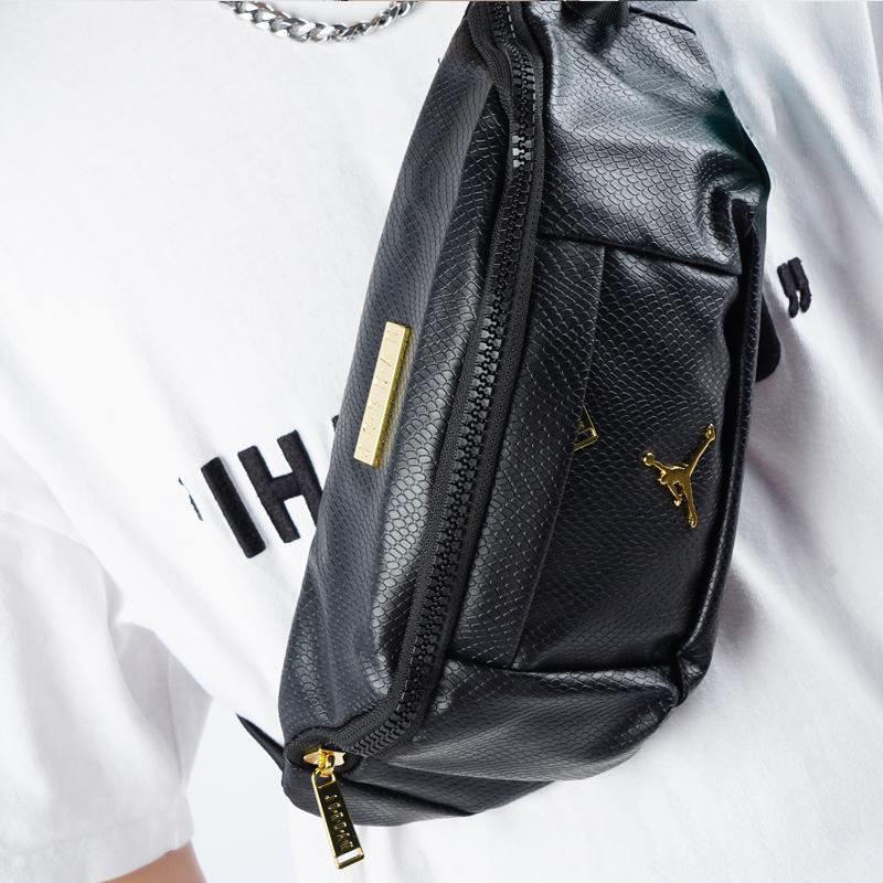 Jordan Minimalist Fashion High-Quality Basic Snake Pattern Polyester Leather Crossbody Chest Bag Waist Bag Unisex bags Black HA5507-013