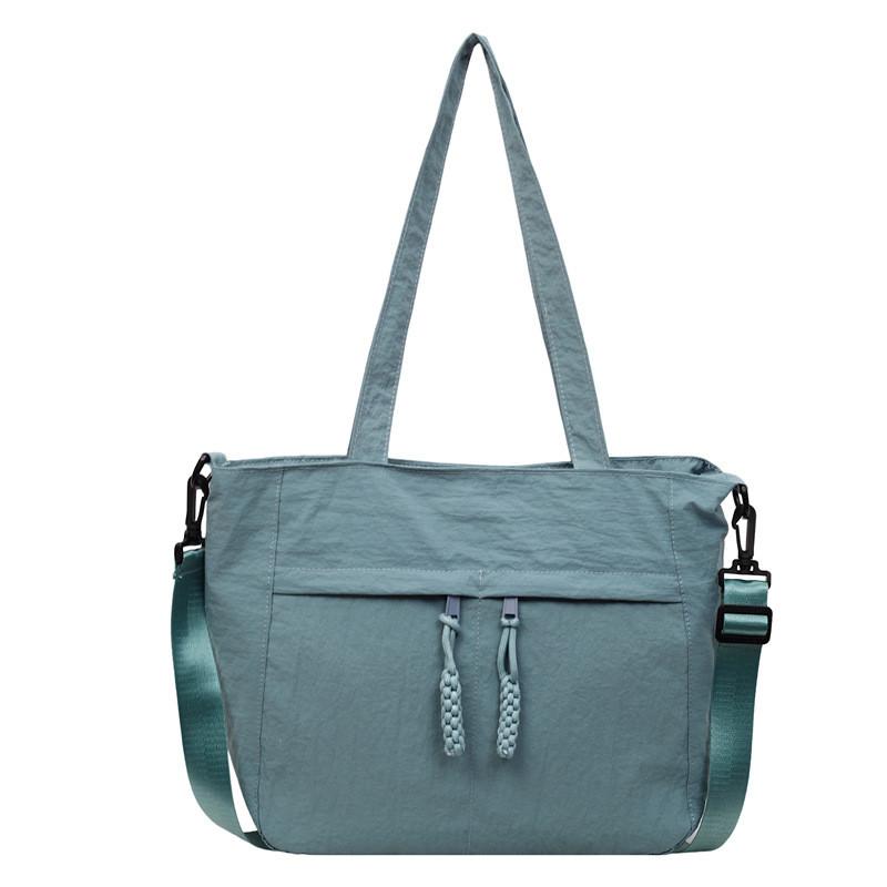 Minimalist Nylon Tote Bag With Top Zipper For Daily Commuting And Casual Wear