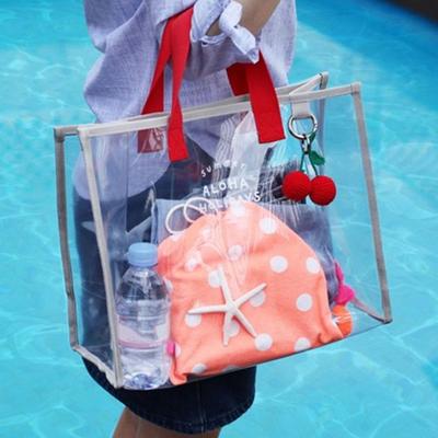 Swimming Bag Portable Top Handle Large Capacity Waterproof PVC Toiletry Beach Bag Travelling Use