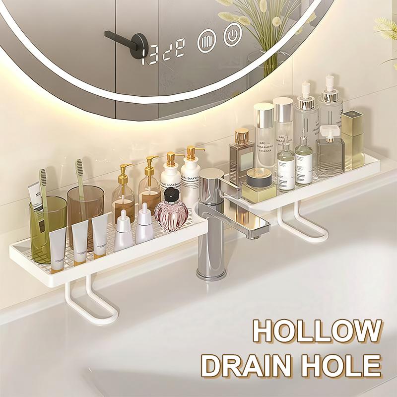 Over Faucet Sink Storage Shelf Large Punch-free Capacity Waterproof Holder for Bathroom Toiletries Kitchen Dishwashing Supplies