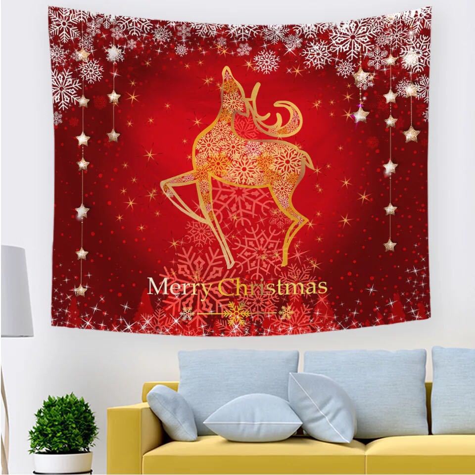 Cross-border Manufacturer Bedroom Home Fireplace Background Cloth Nordic Christmas Santa Tapestry