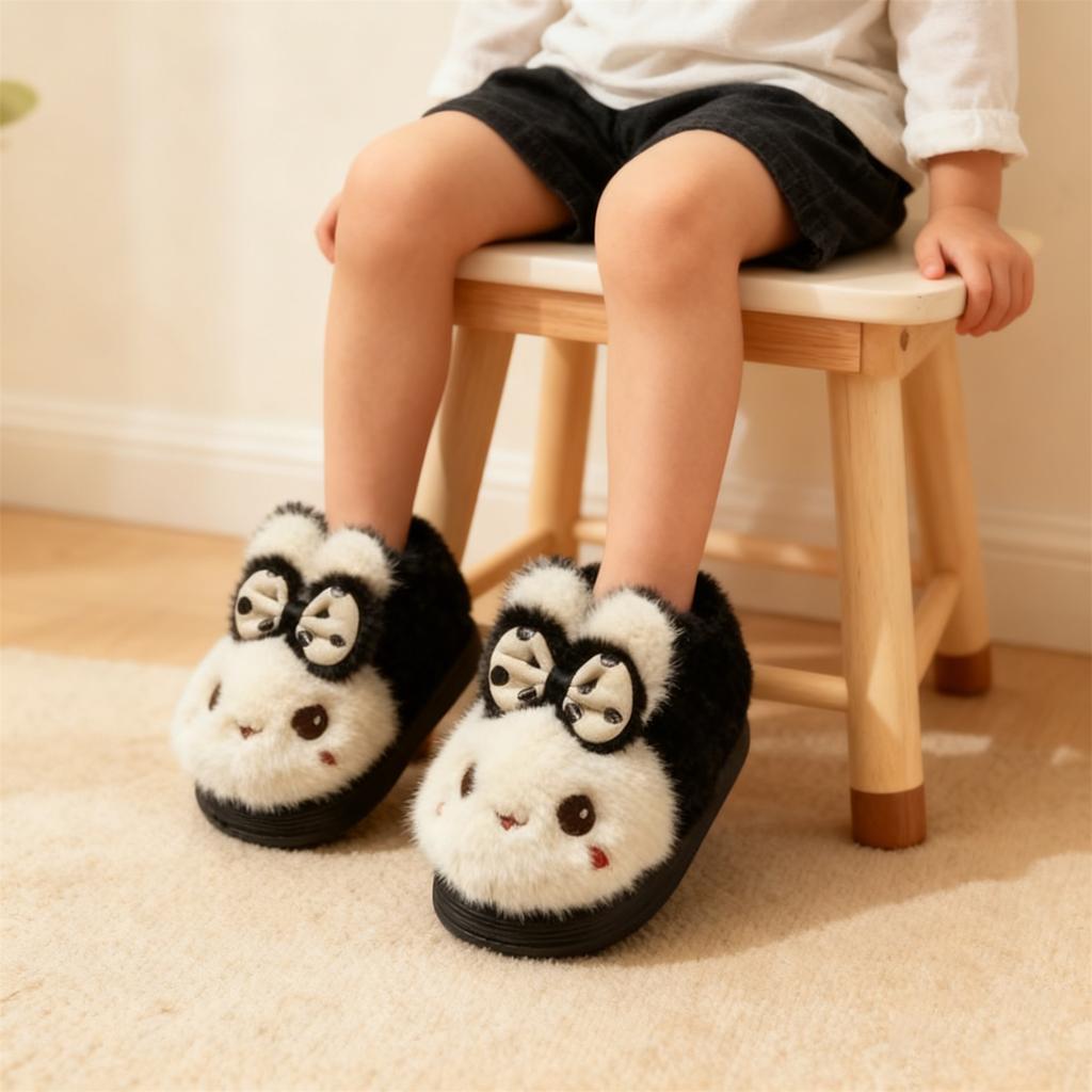 Winter Warmth Thick-Soled Fleece-Lined All- Cotton Slippers With Heel Coverage