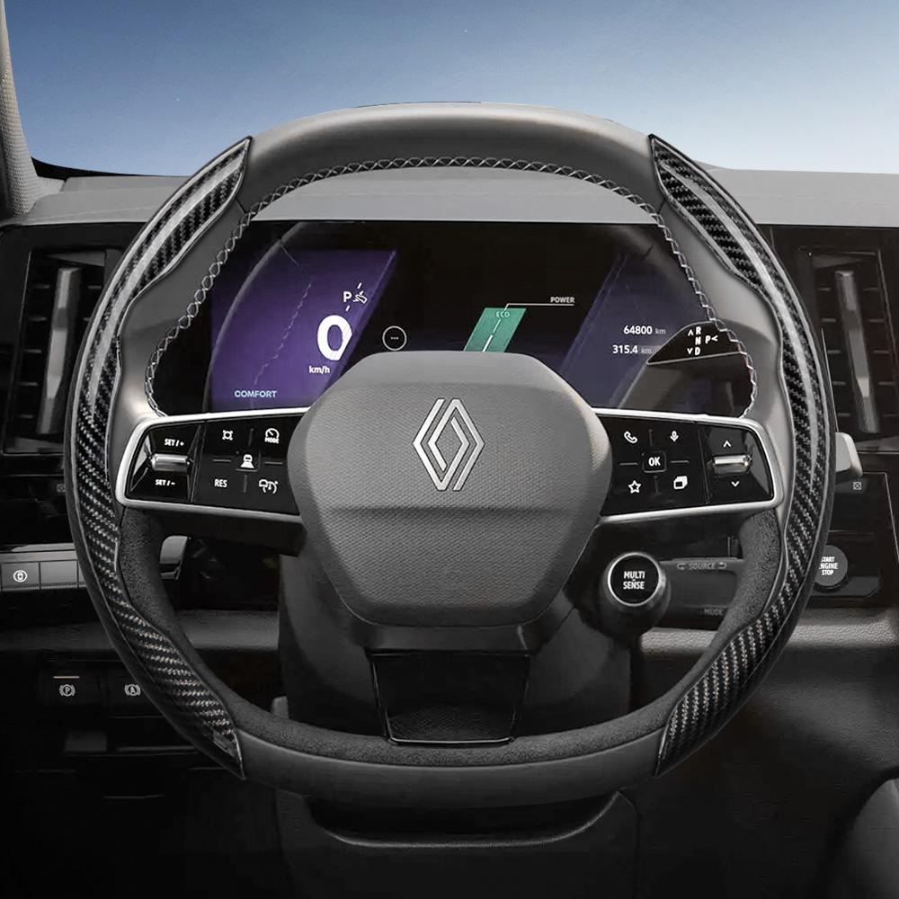 EXHN9 Suitable for Renault Carbon Fiber Texture Steering Wheel Cover with Segmented Quick-Release Design Sandero Clio Duster 