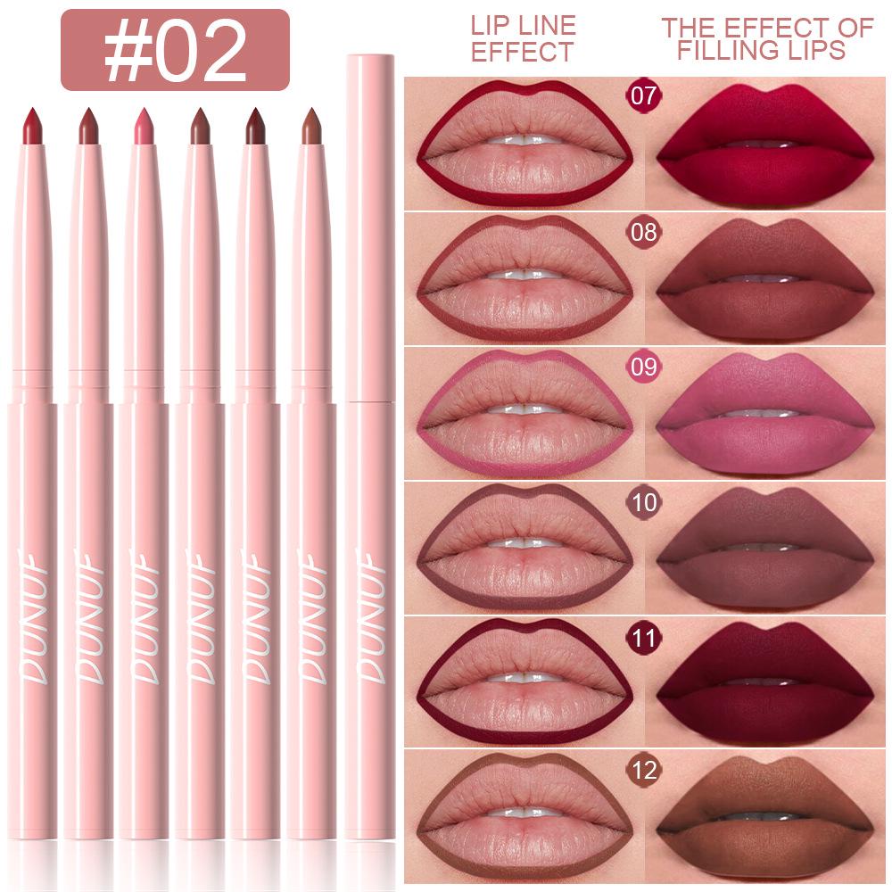 DUNUF 6-Piece Velvet Matte Lip Liner Set - Easy to Apply
