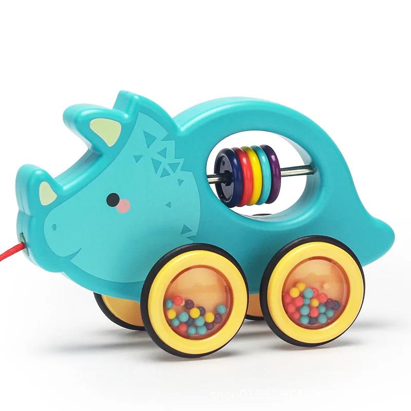 Cartoon Tiere Schieben Ziehen Spielzeug Baby Ziehspielzeug Laufspielzeug mit Schnur Kinder Pädagogisches Ziehspielzeug Geschenk für Kleinkinder Kind