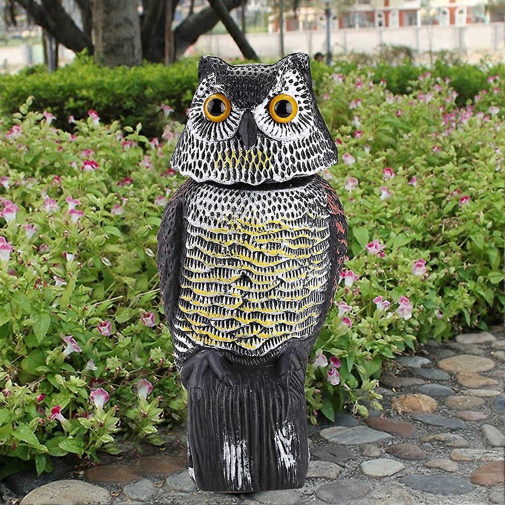 Rotating Head Owl Decoy Protection Repellent Bird Pest Scarer Scarecrow Garden No Sound