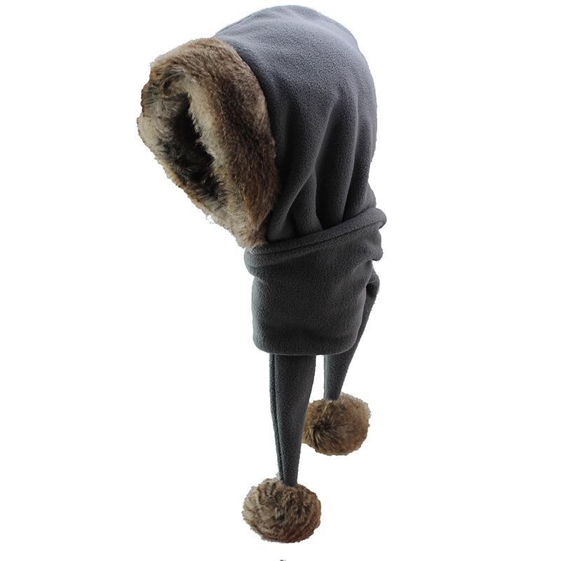 Parent-child Double Ball Cap Thickened Fleece Warm Hat Scarf Integrated Large Fur Collar Winter Hat Outdoor Little Red Riding Hood