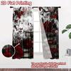 2D flat printing 2pcs Curtain Curtain Gothic Roses and Books Digital Printed Polyester Drapes Birthday Party Perfect for Yard &