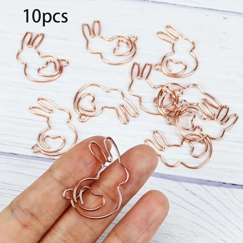 

20/10 Creative Rose Golden Metal Rabbit Shaped Paper Clips - For Stationery, Bookmarks, and Office Supplies, Stationery Supplies