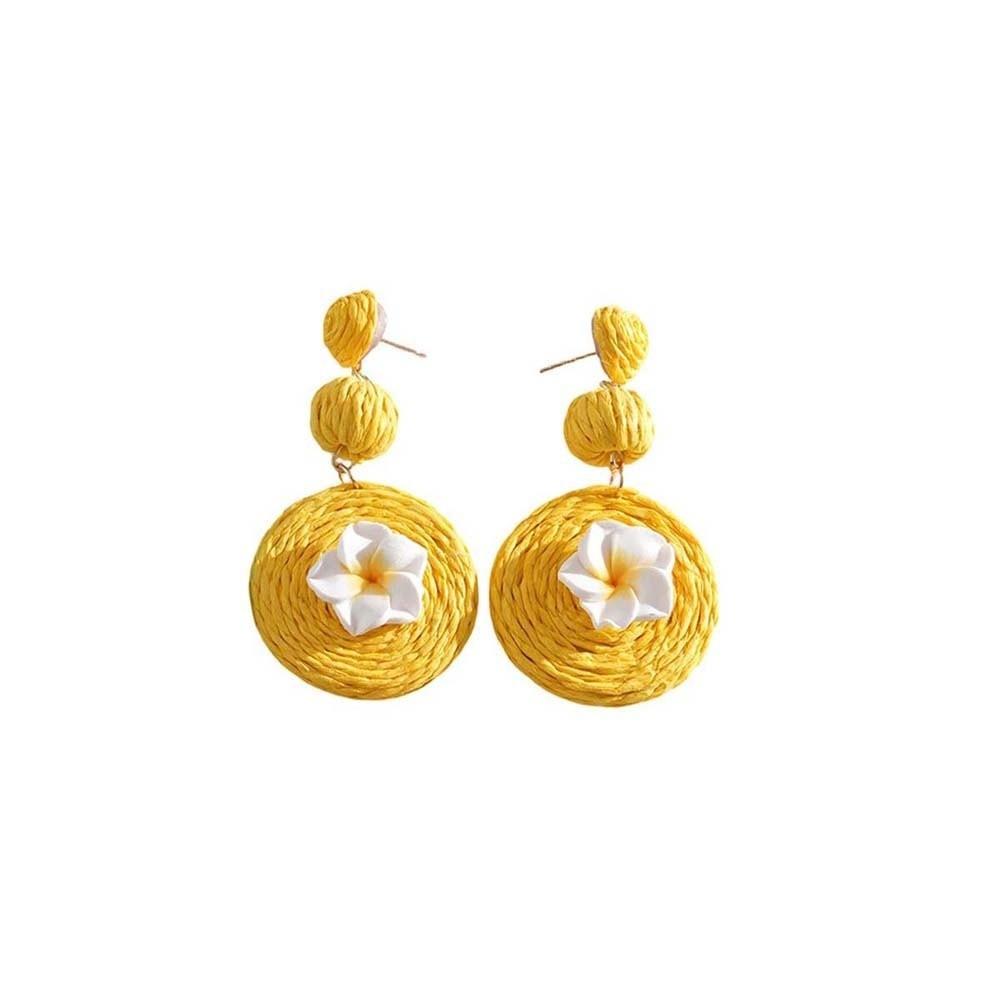 1 pair Ethnic Style Thai Seaside Eardrops Bohemian Style Raffia Grass Earrings  Bride