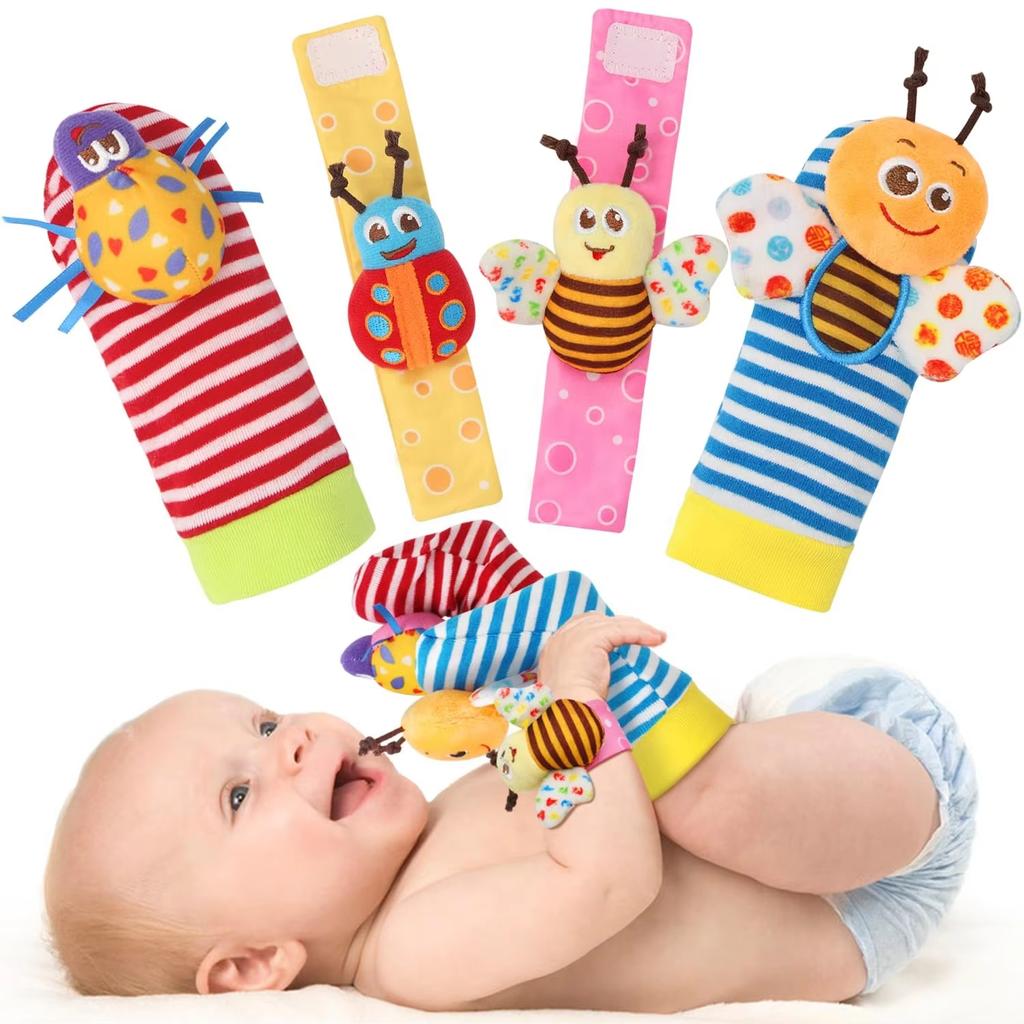 Calzini Sonaglini per Neonati Giocattoli Sensoriali Bambini da 0 a 12 Mesi Calzini per Neonato Piedi e Polsi Sonagli Calzini per Bambina Bambino
