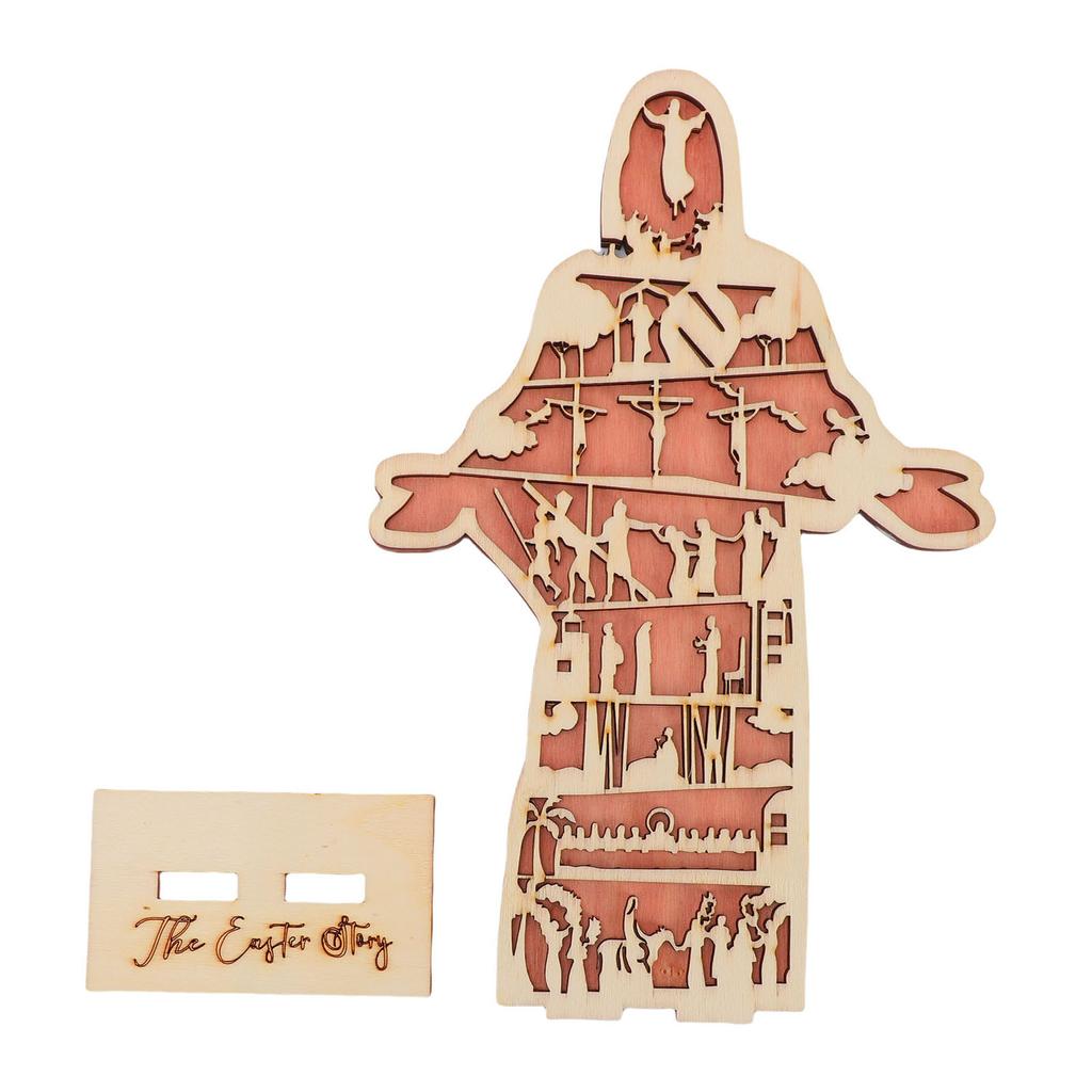 Easter Nativity Scene Decoration Wooden Religious Easter Nativity Scene Tabletop Sign for Housewarming Parties