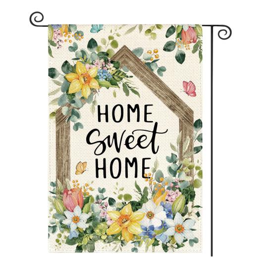 Hello Spring Floral Garden Flag 12x18 Inch Double Sided Colorful Flowers