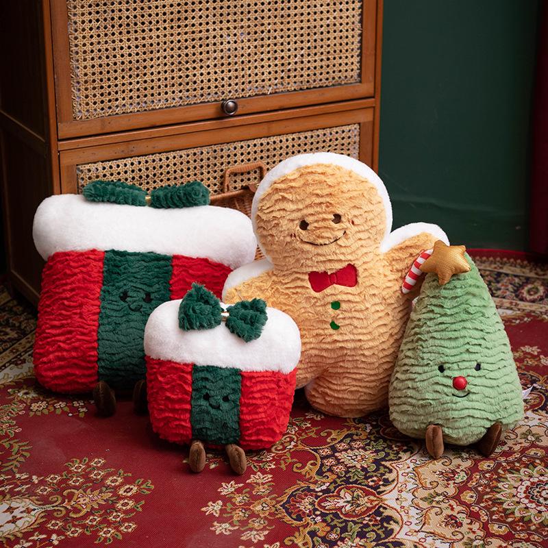 Colorful Christmas Day Decoration Pudding Pillow Plush Toy Doll Gingerbread Man Christmas Doll Gift