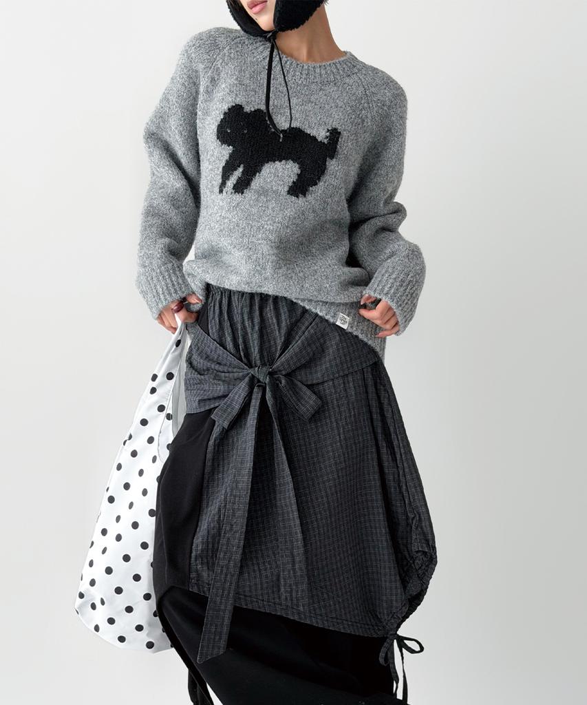 THE GREEN LAB Cat Jacquard Sweater [Melange Grey]
