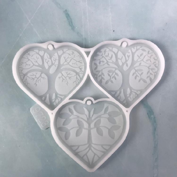 Silicone Mould Keyring Mold DIYs Keychain Casting Mould Round Life Tree Mould